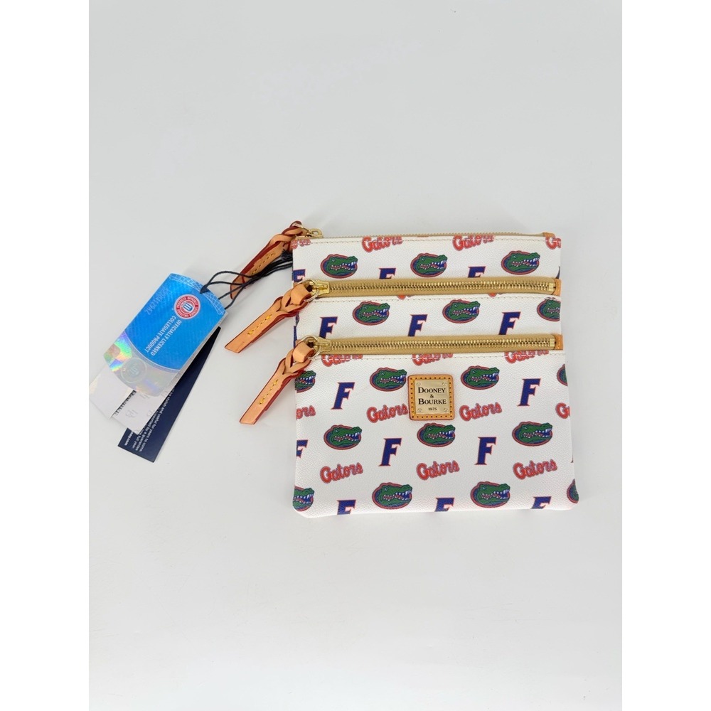 Dooney & Bourke Florida Gators Triple Zip Crossbody White NWT Missing Strap NCAA